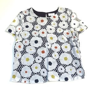 Harlyn Anthropologie Womens Top Cap Sleeves Print